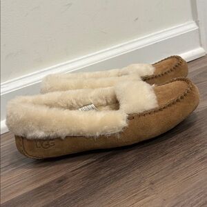 UGG WOMENS GRANTT SUEDEN CHESTNUT BROWN WOOL LOAFER SLIPERS SIZE 7